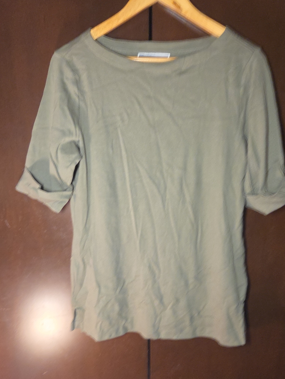 Karen Scott Olive Green Crewneck Shirt Women Size Medium